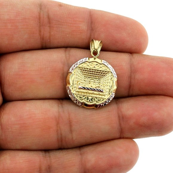 Real 10K Yellow Gold Diamond Cut Jesus Last Supper Charm Pendant - Picture 1 of 7